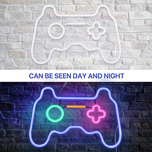 SOLIDEE Led Dimmable Neon Signs Wall Decorations For Living Room|Bedroom Gamepad Controller Shape Neon Sign Lights Game Room Decor Accessories Cool Teen Boys|Girls|Kids Gamer Gifts