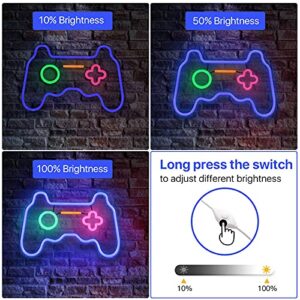 SOLIDEE Led Dimmable Neon Signs Wall Decorations For Living Room|Bedroom Gamepad Controller Shape Neon Sign Lights Game Room Decor Accessories Cool Teen Boys|Girls|Kids Gamer Gifts