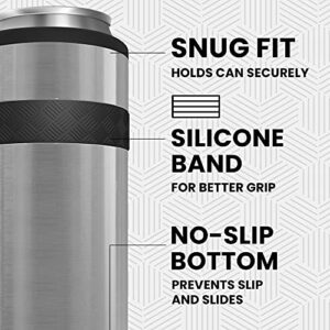 Elemental Insulated Slim Can Cooler, Triple Wall Stainless Steel Skinny Can Cooler - Drink Cooler Insulator for 12oz Skinny Seltzers, Beer, Soda Cans - Brushed Steel