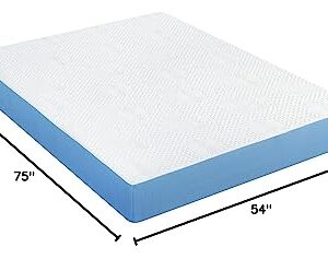 Olee Sleep 7 Inch Ventilated Gel Infused Memory Foam Mattress, CertiPUR-US® Certified, Blue, Full