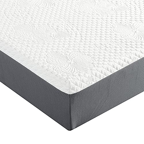 Olee Sleep 10 Inch Ventilated Gel Infused Memory Foam Mattress, CertiPUR-US® Certified, Gray, Full