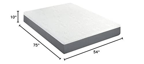 Olee Sleep 10 Inch Ventilated Gel Infused Memory Foam Mattress, CertiPUR-US® Certified, Gray, Full