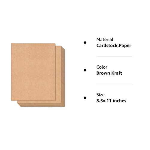 Brown Kraft Cardstock Thick Paper 100 Sheets, Ohuhu 8.5" x 11" Heavyweight 80lb Cover Card Stock for Crafts and DIY Cards Making