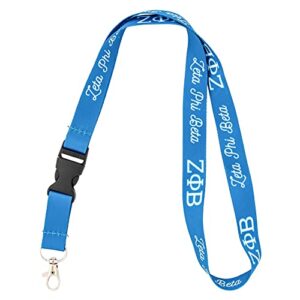 desert cactus zeta phi beta sorority lanyard keychain car keys id badge holder detachable breakaway snap buckle (lanyard - blue script)