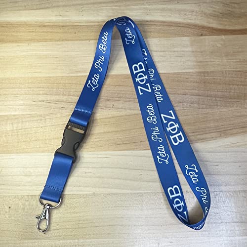 Desert Cactus Zeta Phi Beta Sorority Lanyard Keychain Car Keys ID Badge Holder Detachable Breakaway Snap Buckle (Lanyard - Blue Script)