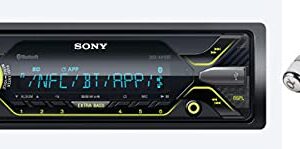 Sony DSX-A416BT Single Din Bluetooth Front USB AUX Multi-Color Car Stereo Digital Media Receiver Bundled with Earbuds (No CD Player)