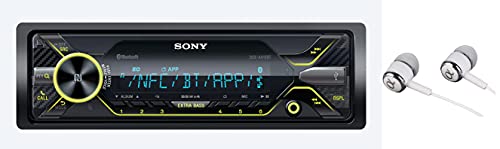 Sony DSX-A416BT Single Din Bluetooth Front USB AUX Multi-Color Car Stereo Digital Media Receiver Bundled with Earbuds (No CD Player)