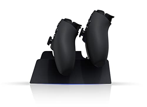 Black Charging Station with Blue Light Bar for PS5 Midnight Black Controllers, Playstation 5 Black Controller Charger