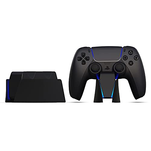 Black Charging Station with Blue Light Bar for PS5 Midnight Black Controllers, Playstation 5 Black Controller Charger