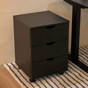 vicllax 3 drawer dresser mobile cabinet under desk storage for home office, fully assembled except casters, black finish