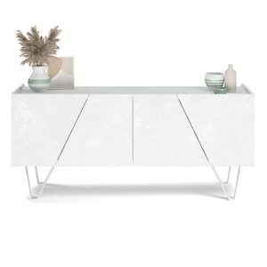 mobili fiver, emma 4-door sideboard with white legs, concrete white, made in italy