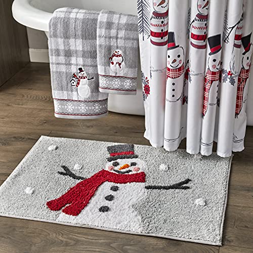 SKL Home by Saturday Knight Ltd. Whistler Snowman Hand Towel (2-Pack),Cotton, Gray