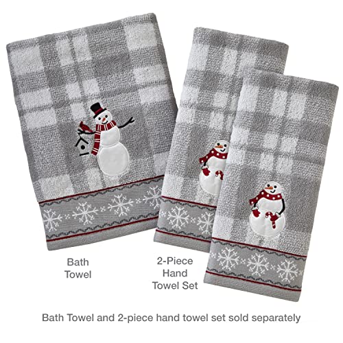 SKL Home by Saturday Knight Ltd. Whistler Snowman Hand Towel (2-Pack),Cotton, Gray