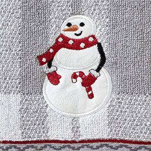 SKL Home by Saturday Knight Ltd. Whistler Snowman Hand Towel (2-Pack),Cotton, Gray