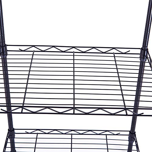 Volowoo 4-Tier Wire Shelving Unit,4 Shelves Unit Metal Storage Rack Durable Organizer Perfect for Pantry Closet Kitchen Laundry Organization,Black