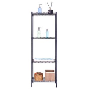 Volowoo 4-Tier Wire Shelving Unit,4 Shelves Unit Metal Storage Rack Durable Organizer Perfect for Pantry Closet Kitchen Laundry Organization,Black