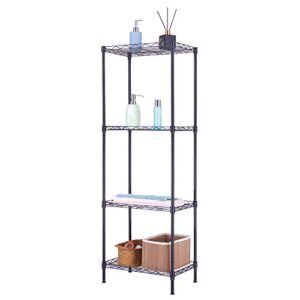 Volowoo 4-Tier Wire Shelving Unit,4 Shelves Unit Metal Storage Rack Durable Organizer Perfect for Pantry Closet Kitchen Laundry Organization,Black