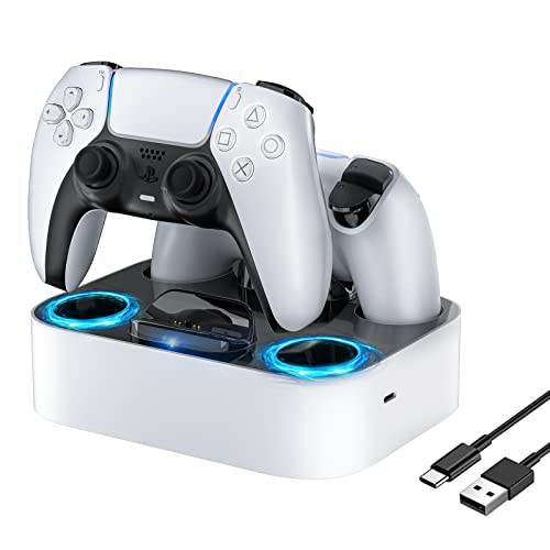 NEWDERY PS5 Controller Charging Station, Dual PS5 Charger Station Fast Charging Dock for Playstation 5 Controllers