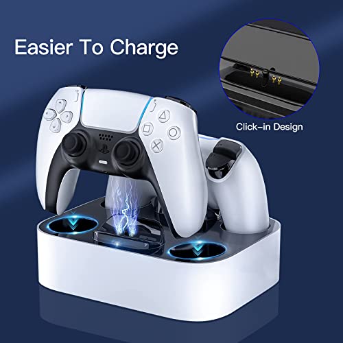 NEWDERY PS5 Controller Charging Station, Dual PS5 Charger Station Fast Charging Dock for Playstation 5 Controllers