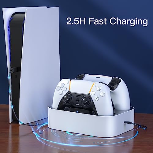 NEWDERY PS5 Controller Charging Station, Dual PS5 Charger Station Fast Charging Dock for Playstation 5 Controllers