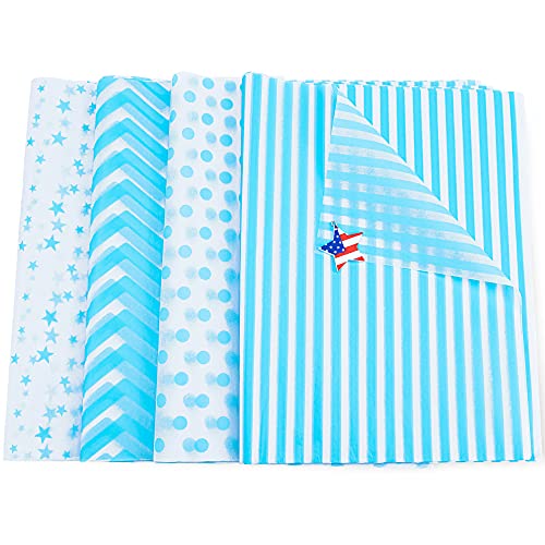 MR FIVE 120 Sheets Blue Tissue Paper Bulk,19.6"x 13.8",Blue Tissue Paper for Gift Bags,Baby Blue Tissue Paper for Crafts,Tissue Paper for Baby Shower Birthday Wedding Holiday