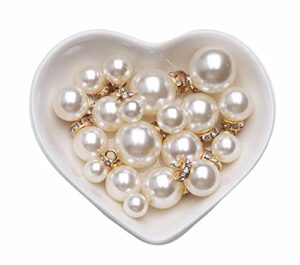 ruwado 50 pcs faux pearl beads with rhinestone hole vintage elegant imitation peal pendant charms for dangle earrings necklace bracelet diy jewelry making accessories (multi size)