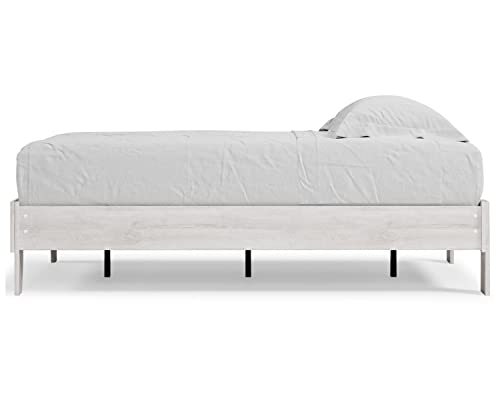 Signature Design by Ashley Paxberry Modern Farmhouse Platform Bed Frame, Twin, Rustic White