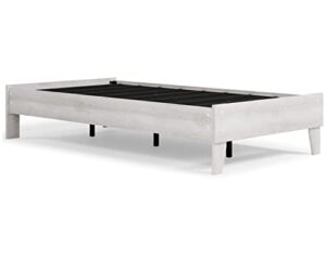 signature design by ashley paxberry modern farmhouse platform bed frame, twin, rustic white