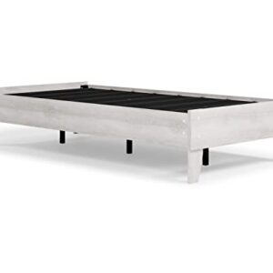 Signature Design by Ashley Paxberry Modern Farmhouse Platform Bed Frame, Twin, Rustic White