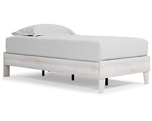 Signature Design by Ashley Paxberry Modern Farmhouse Platform Bed Frame, Twin, Rustic White
