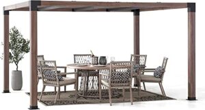 sunjoy outdoor pergola 10 x 12 ft. steel frame pergolas with nature wood grain finish for patio, garden and backyard activities by summercove