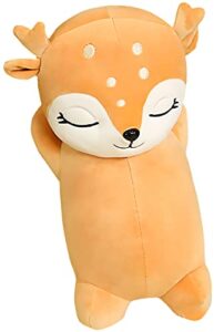 wuzhou cute deer plush toys, soft reindeer pillow toys, elk deer figurine dolls, stuffed animals plushie decor, christmas birthday gifts for kids girls boys (standing,11.8in)
