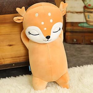 WUZHOU Cute Deer Plush Toys, Soft Reindeer Pillow Toys, Elk Deer Figurine Dolls, Stuffed Animals Plushie Decor, Christmas Birthday Gifts for Kids Girls Boys (Standing,11.8in)