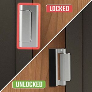 GreaTalent 3PACK Home Security Door Reinforcement Lock Childproof, Add High Security to Home Prevent Unauthorized Entry, Aluminum Construction Finish, Silver