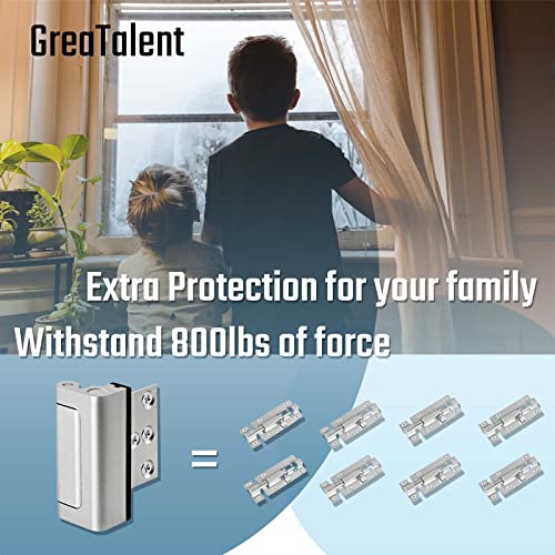 GreaTalent 3PACK Home Security Door Reinforcement Lock Childproof, Add High Security to Home Prevent Unauthorized Entry, Aluminum Construction Finish, Silver