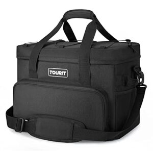 tourit cooler bag 46-can insulated soft cooler portable cooler bag 32l lunch coolers for picnic, beach, work, trip, black