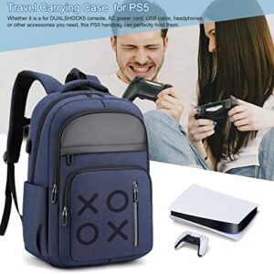 YB-OSANA Gaming Console Backpack Travel Carrying Case with USB Port Multiple Pockets for PS5/Controllers/Gaming Accessories (Blue)