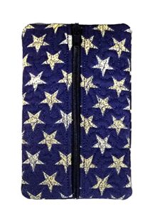 tissue pouch zipper enclosed fabric travel and purse tissue holder (blue, stars)