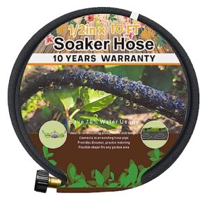 1/2’’ soaker hose 10 ft 15ft, soaker hoses for garden 100 ft, garden soaker hose 25 ft 50 ft drip hoses for garden drip garden hose irrigation system (10 feet)