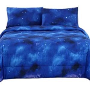 SDIII 3PCS Blue Galaxy Comforter Set Twin, Bed in a Bag Space Comforter Twin for Girls Boys Teens and Kids, Cooling and Soft Bed Set on Amazon, Twin