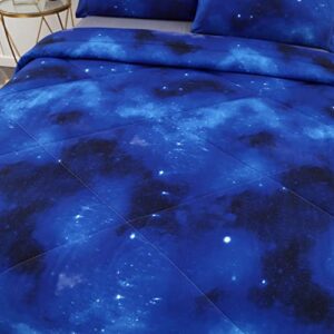 SDIII 3PCS Blue Galaxy Comforter Set Twin, Bed in a Bag Space Comforter Twin for Girls Boys Teens and Kids, Cooling and Soft Bed Set on Amazon, Twin