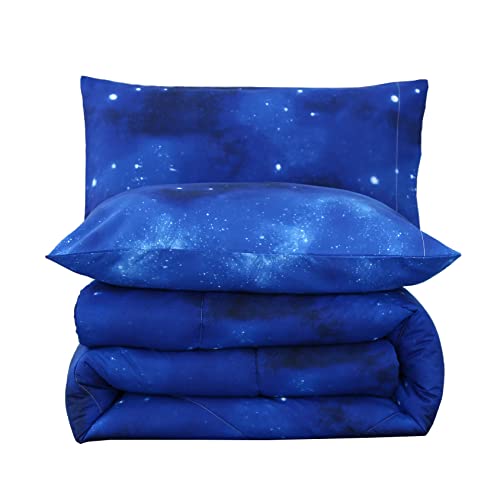 SDIII 3PCS Blue Galaxy Comforter Set Twin, Bed in a Bag Space Comforter Twin for Girls Boys Teens and Kids, Cooling and Soft Bed Set on Amazon, Twin