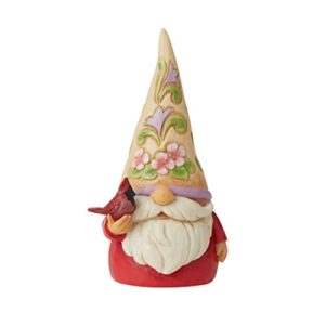 enesco jim shore heartwood creek gnome holding a cardinal figurine, 4.72 inch, multicolor