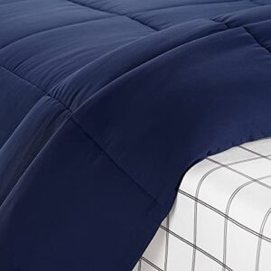 Serta Simply Clean Fluffy 5 Piece Hypoallergenic Reversible Bed in a Bag, Twin/Twin XL, Navy