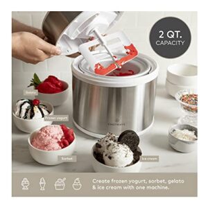 ChefWave Elado 2 Qt Automatic Frozen Yogurt, Sorbet, Gelato, Ice Cream Maker Includes 2 Pack Reusable Freezer Storage Containers 1 Qt Capacity, Recipe Book, LCD Digital Display, Adjustable Churn Time