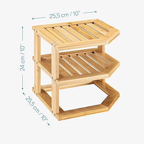 Navaris Bamboo Corner Shelf - Kitchen or Bathroom Corner Shelf Organizer - 9.5" High 3 Tier Storage Shelf for Countertop, Cabinet, Counter, Pantry