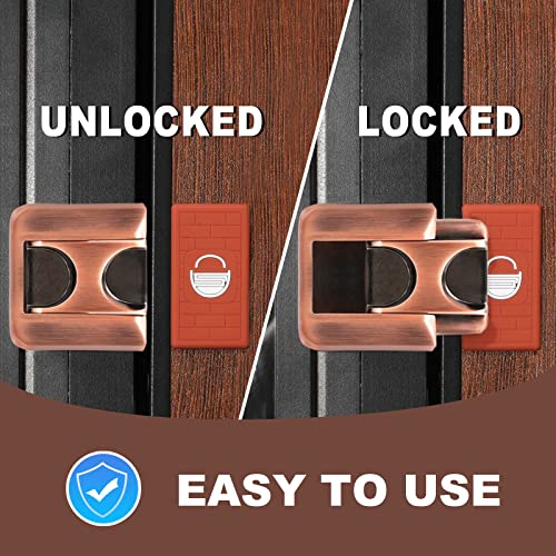 CZU Home Door Lock Security, Upgraded Safety Childproof Door Reinforcement Lock Latch (2-Pack), Extra Defend Door Lock for Inward Swinging Door