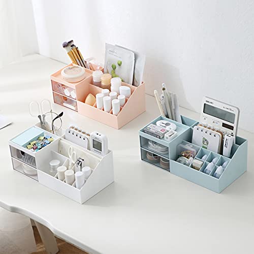 Umibrace Makeup Organizer for Vanity With 2 Storage Drawers, Bedroom Organization for Perfume, Brush, Skincare. Kawaii Clear Acrylic Drawer Organizer for Cosmetic、Supply organizer , Desk oragnizer