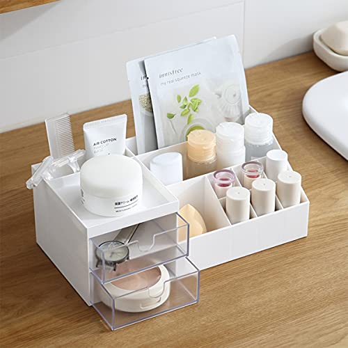 Umibrace Makeup Organizer for Vanity With 2 Storage Drawers, Bedroom Organization for Perfume, Brush, Skincare. Kawaii Clear Acrylic Drawer Organizer for Cosmetic、Supply organizer , Desk oragnizer