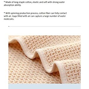 Luke's Gift Japanese Style Waffle Weave Hand Towel, 100% Long Staple Cotton, 28" x 13", Microfiber Drying (Light Brown)